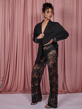 COSMINA Women's Solid Color Sheer Lace Pants, Casual Daily Wear